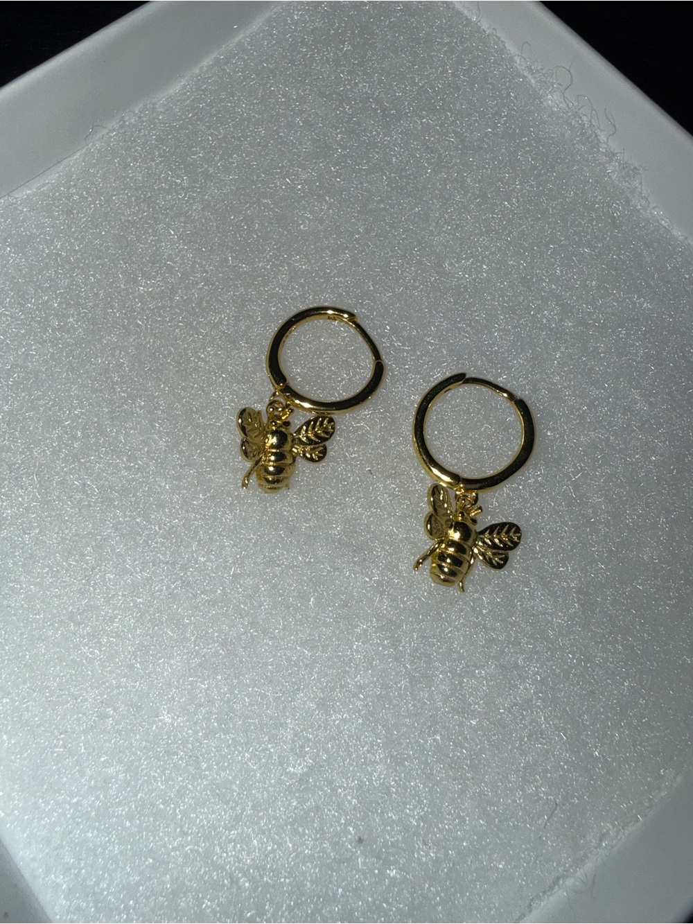 S925 Gold Plated sterling silver bee Huggies #61